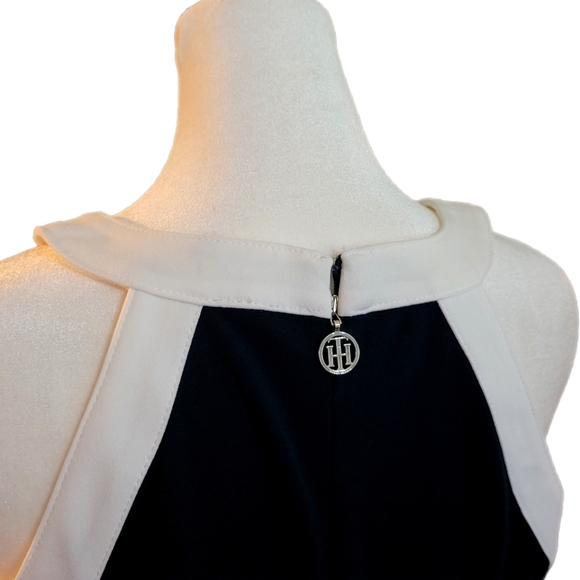 NWT Tommy Hilfiger white trimmed navy halter dress, button accent sides Sz 6 NEW - Picture 7 of 15